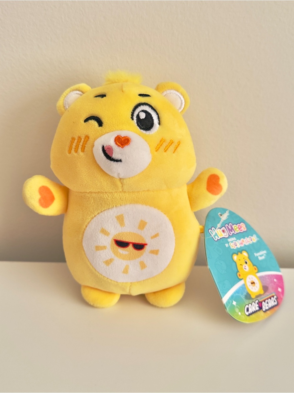☀️🧸 NWT Care Bears Funshine Bear 6” Squishmallow Hugmee Plush